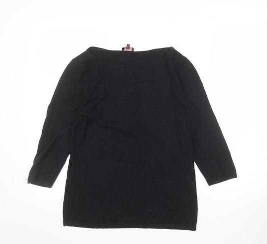 Phase Eight Women's Black Boat Neck 3/4 Sleeve Cotton Wool Jumper Size 14
