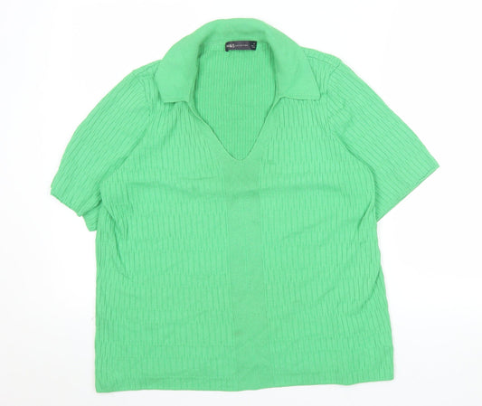 Marks and Spencer Women’s Green Viscose Polo Knit Top Size M