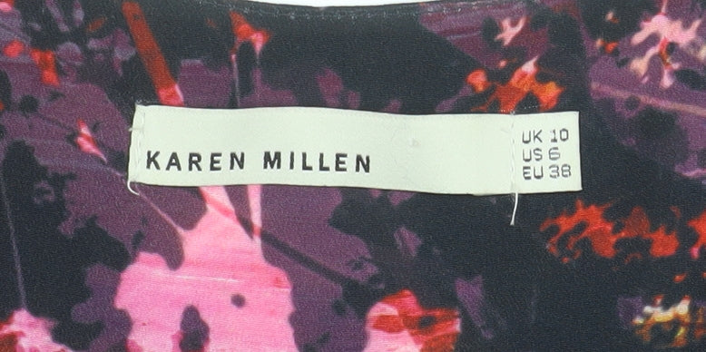 Karen Millen Women’s Multicoloured Floral Wrap Blouse Size 10