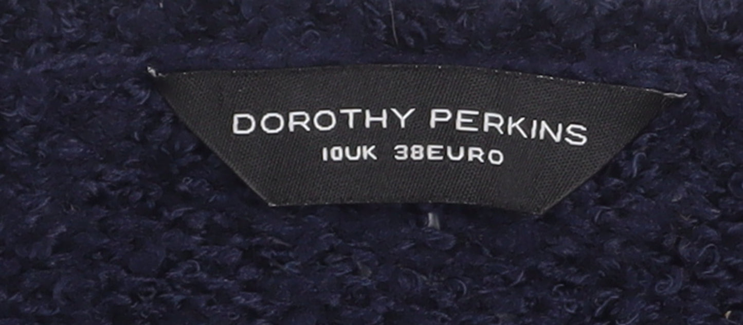Brand and care label for Dorothy Perkins Women Blue, size 10, Full Zip Chunky Knit Cardigan