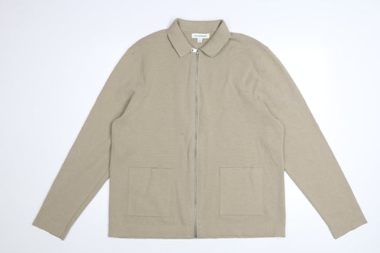 Marks and Spencer Men's Beige XL Cotton Zip Jacket