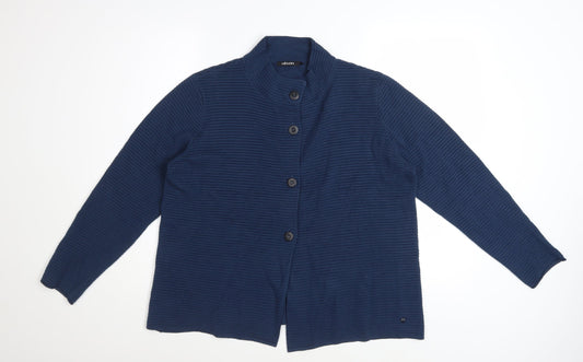 Olsen Women's Blue High Neck Button Cardigan Size 14