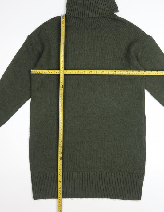 New Look Women Green Roll Neck Long Sleeve Jumper Dress Size S