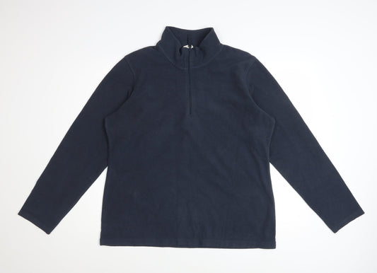 Additional front view of Mountain Warehouse unisex blue fleece l pullover sweatshirt