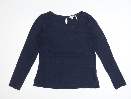 FatFace Women's Blue Long Sleeve Embroidered Tunic Blouse Size 12