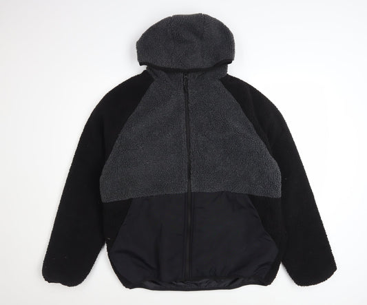 Brave Soul Women's Black Fleece Hooded Puffer Jacket L