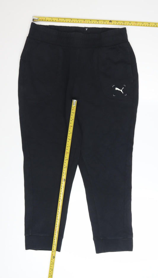 Puma Womens Black Jogger Trousers Size M Fleece Athletic Pants