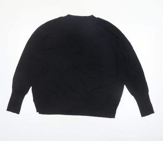 GAP Women's Black Crew Neck Cotton Blend Pullover Jumper Size L
