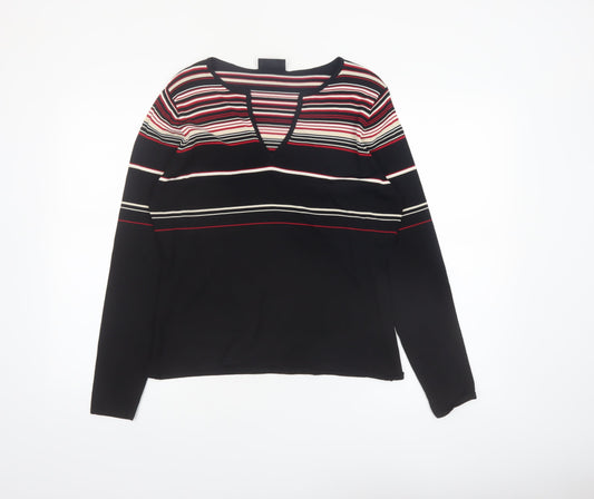 Principles Womens Multicoloured Striped V-Neck Long Sleeve Jumper Size 18