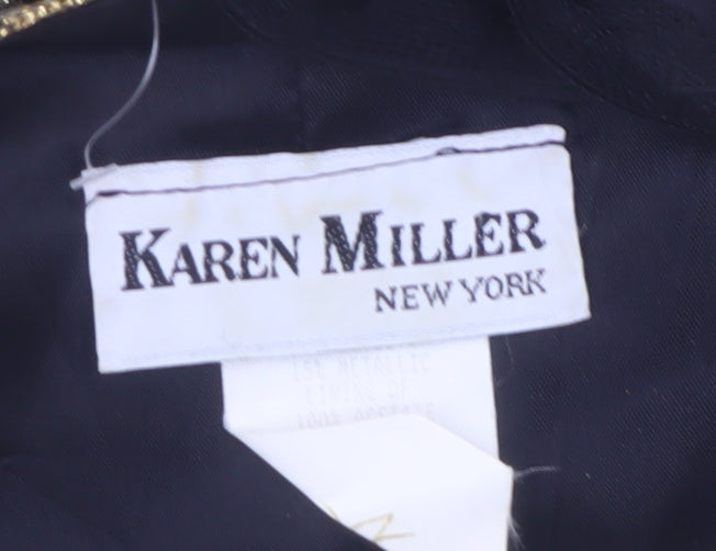 Additional view of Karen Miller Women’s Black Gold Brocade Short Sleeve Tuxedo Blazer, size UK 8