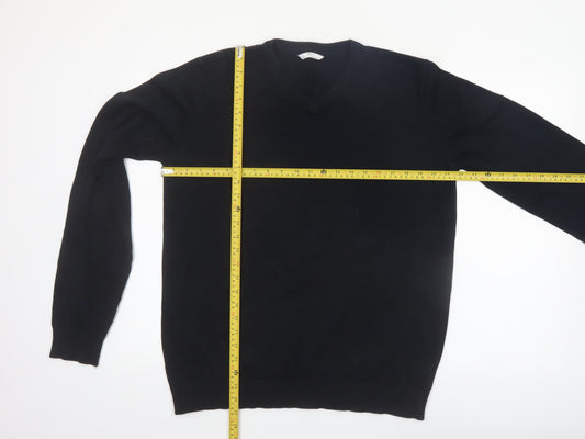Marks and Spencer Boys Black V-Neck Cotton Jumper 17-18 Years Classic Fit