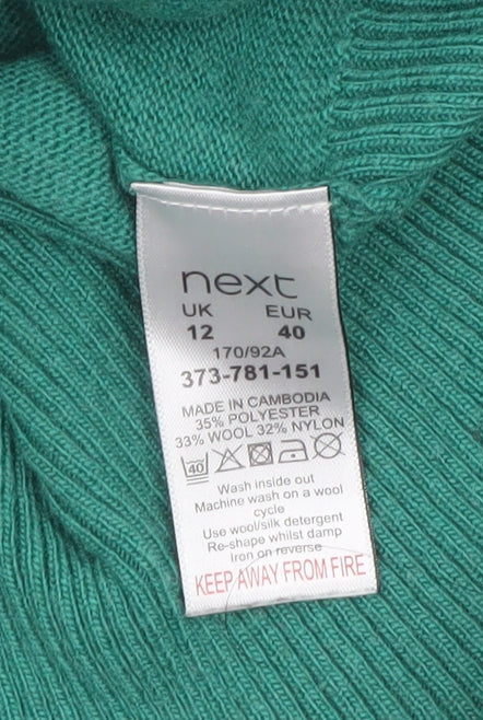 Next Women's Green Mock Neck Wool Blend Pullover Jumper Size 12