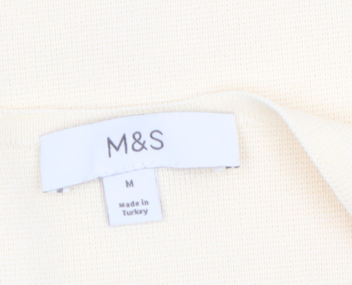 Marks and Spencer Women's Beige Sleeveless Knit Button Blouse Size M
