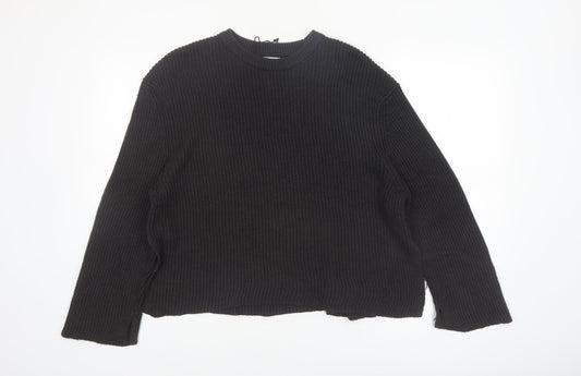 Pull&Bear Women’s Black Chunky Knit Pullover Jumper Size S