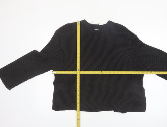 Pull&Bear Women’s Black Chunky Knit Pullover Jumper Size S