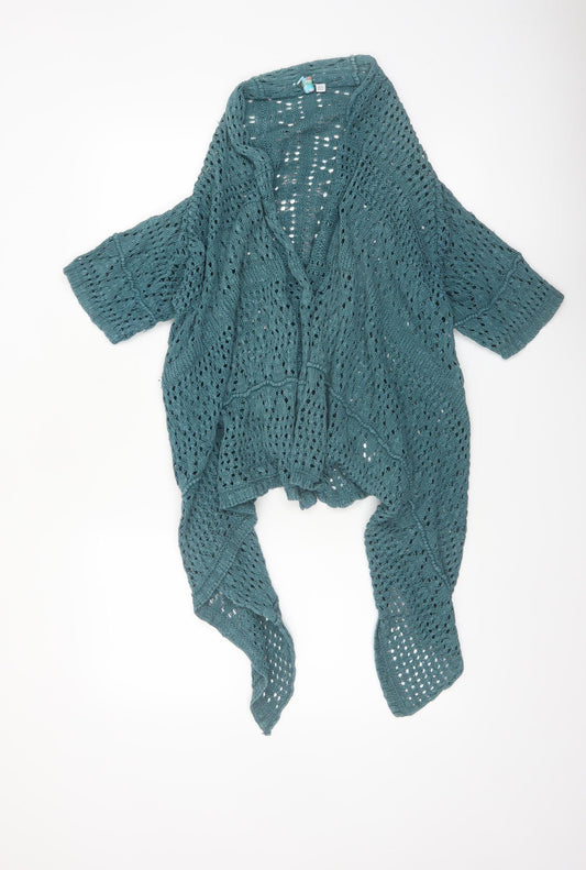 Amaryllis Women Green Open-Knit Cotton Wrap Cardigan Size 18