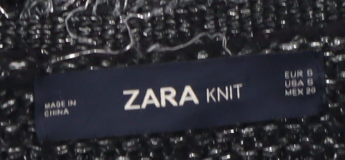 Zara Women Black Belted Knit Cardigan Size 10 Long Sleeve