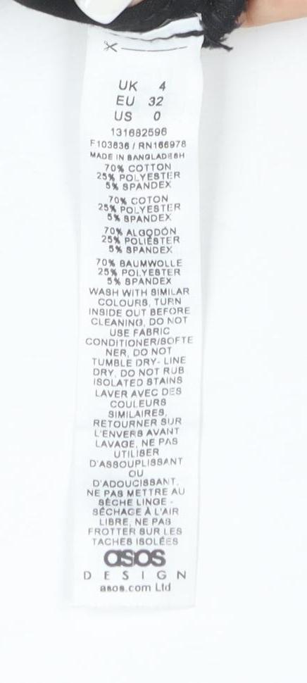 ASOS DESIGN Women's Black Cotton Blend Zip Front Long Sleeve Jumpsuit Size 4