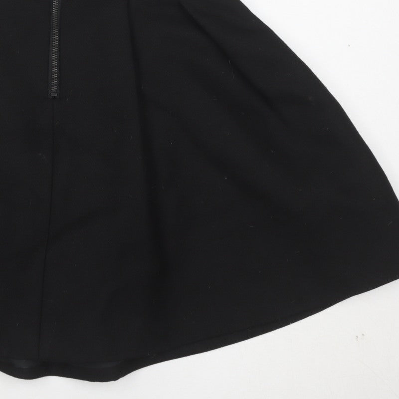 The Kooples Women's Black Skater Skirt Size 6 High Waist Zip