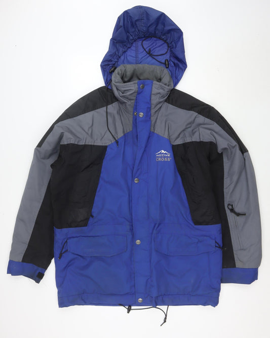 Active Cross Men's Blue L Waterproof Hooded Parka Jacket