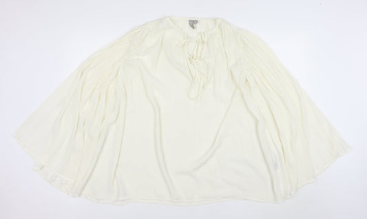 ASOS Women’s Ivory Chiffon Long Sleeve Boho Peasant Blouse Size 4