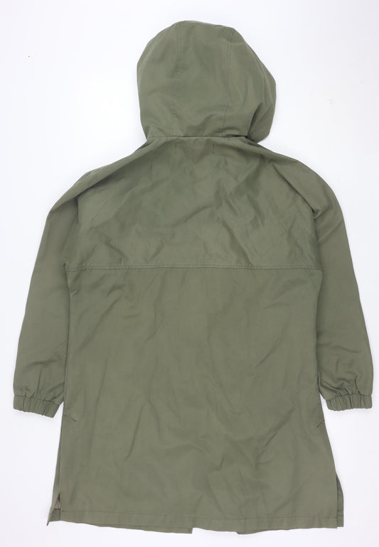 Zara Women’s Green XS Hooded Snap Front Rain Coat