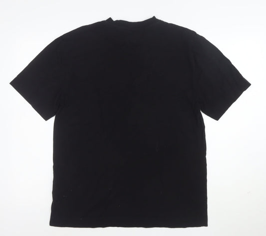 Collusion Women's Black Graphic Cotton T-Shirt Medium Short Sleeve