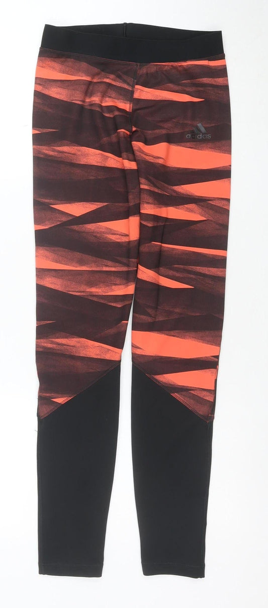 Additional front view of adidas Teens Orange Climalite Leggings L Sportswear Gym Pants