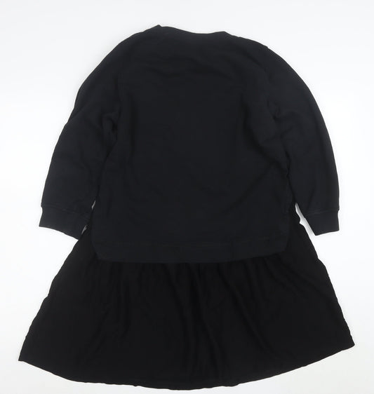 Oliver Bonas Womens Black Size 10 Long Sleeve Sweatshirt Dress