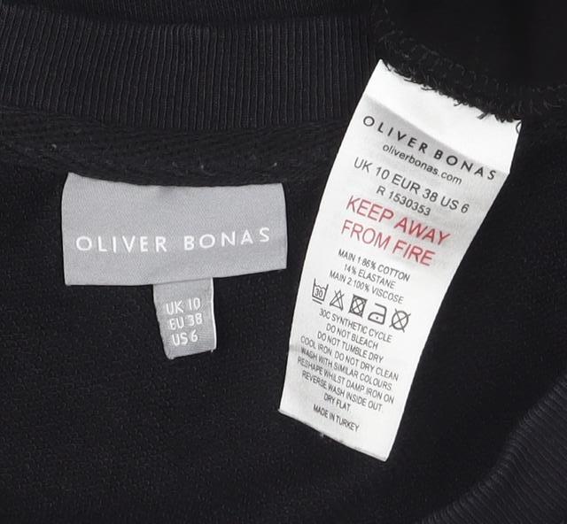 Oliver Bonas Womens Black Size 10 Long Sleeve Sweatshirt Dress