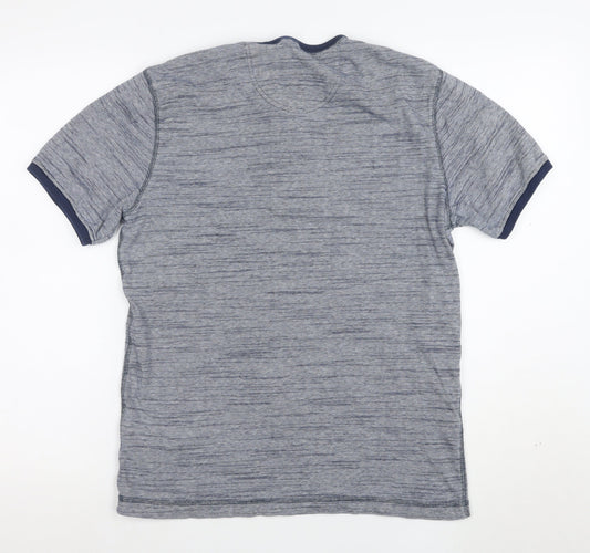 Marks and Spencer Mens Blue Henley Polo Shirt Size S Cotton