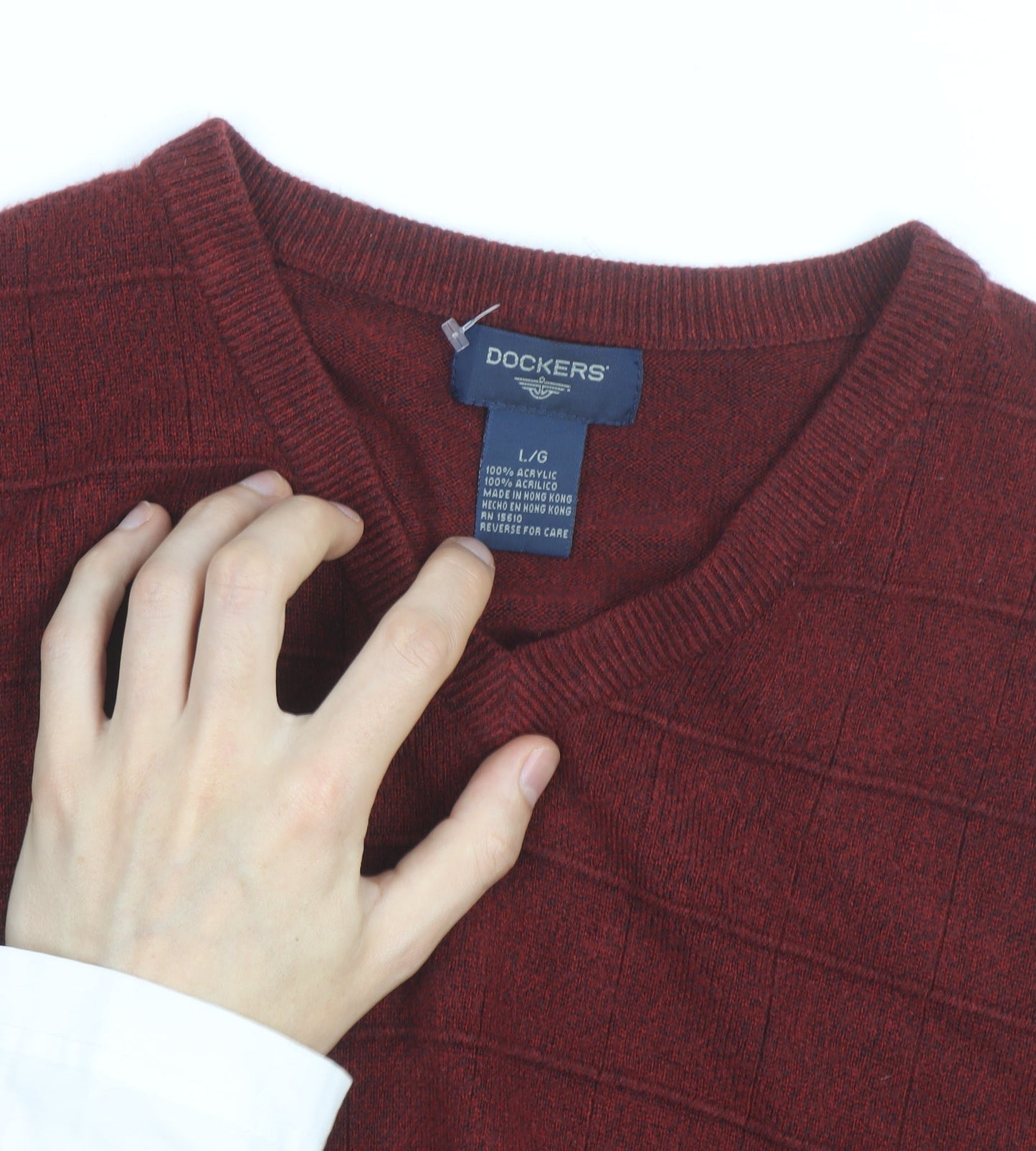 Dockers Men's Red Knit Sleeveless V-Neck Vest Jumper Size L