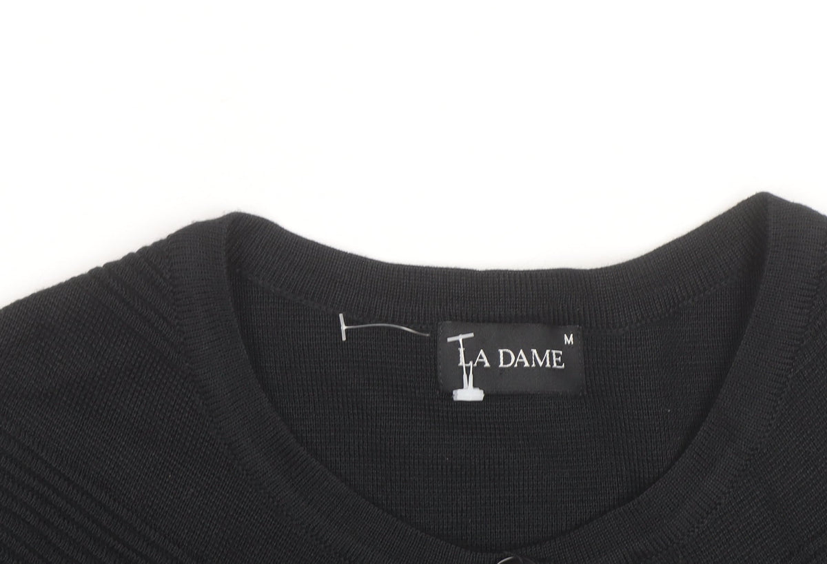 Additional view of La Dame Black Knit Long Sleeve Classic Cardigan M unisex