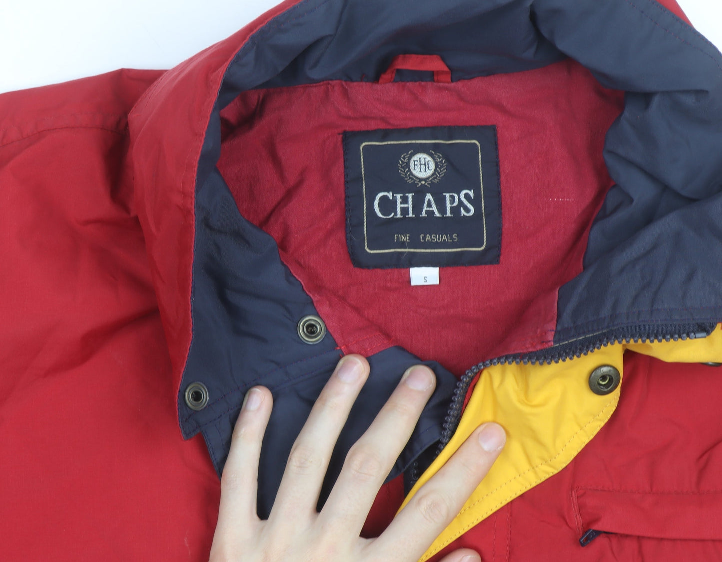 Chaps Men's Red Polyamide Parka Jacket S Retro Outdoor Casual