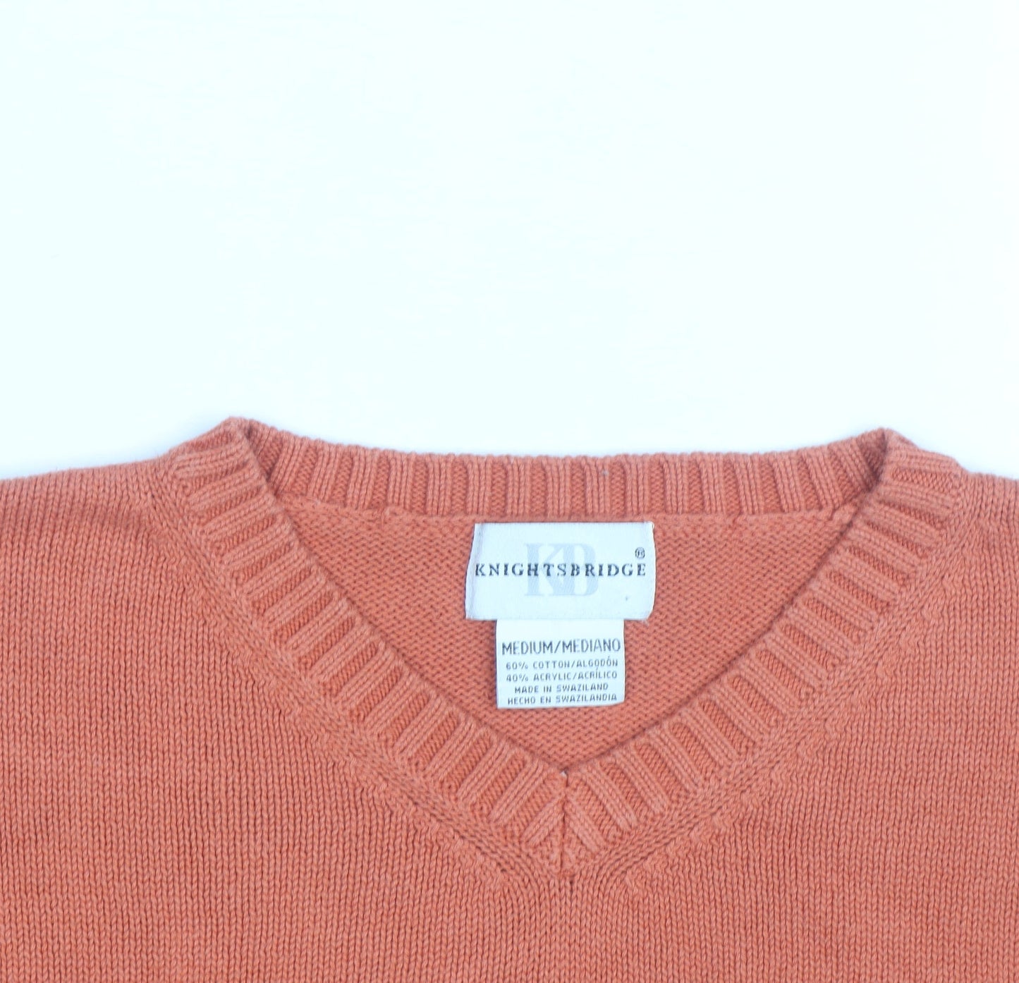 Knightsbridge Men’s Orange V-Neck Cotton Blend Jumper M
