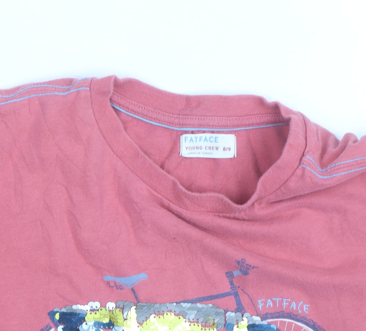Additional view of FatFace girls’ pink sequin bicycle graphic t-shirt 8-9 years