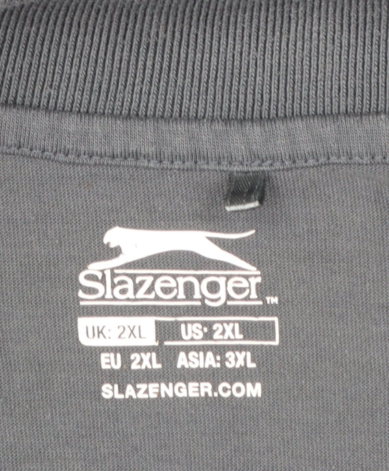 Slazenger Men’s Grey Check 2XL Polo Shirt Quick Dry Sports Top