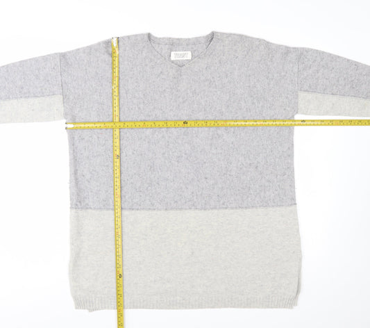 Toast Women’s Grey Wool Cashmere V-Neck Tunic Jumper Size S
