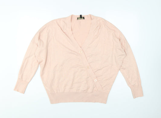 Phase Eight Women Pink V-Neck Button Cardigan M Lightweight Knit