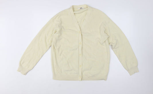 Uniqlo Women’s Ivory Cotton Cashmere V-Neck Button Cardigan L