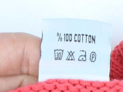 Lacoste Women's Pink Collared Cable-Knit Cotton Cardigan XL