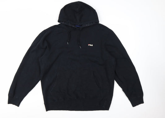 Additional front view of Fila women’s black xxl pullover hoodie cotton blend logo