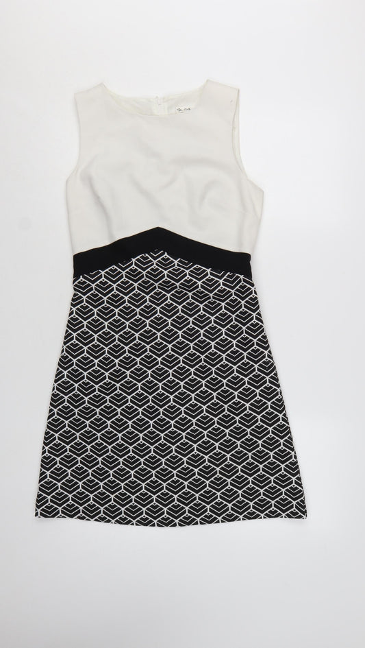 Additional front view of Miss Selfridge Women’s Black & White Geometric Shift Dress UK 8