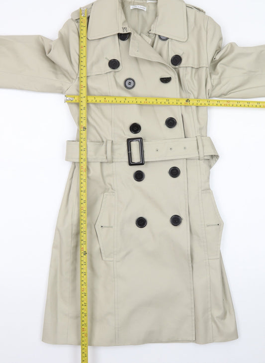 Laura Clement Womens Beige Trench Coat Size 6 Belted Classic Style