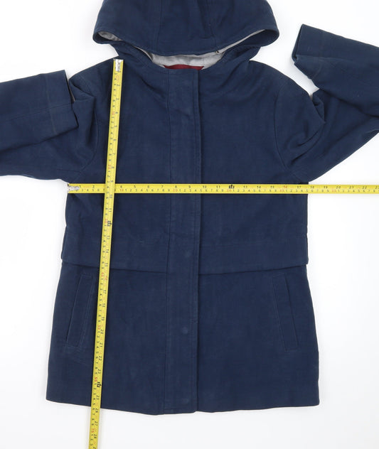White Stuff Women's Blue Hooded Cotton Parka Jacket Size 8