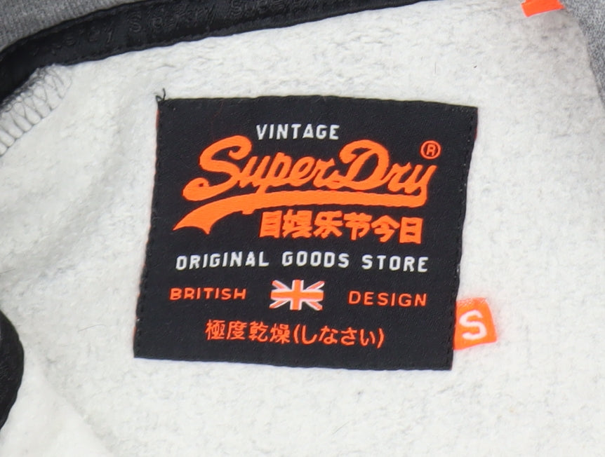 Superdry Men's Grey Full Zip Hoodie S Logo Fleece Classic Style