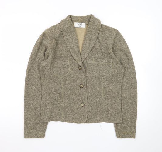 Wallis Womens Beige Knit Collared Button Cardigan Size 10