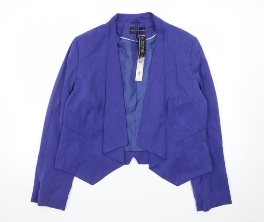 Marks & Spencer Women Blue Cropped Open Front Blazer UK 16