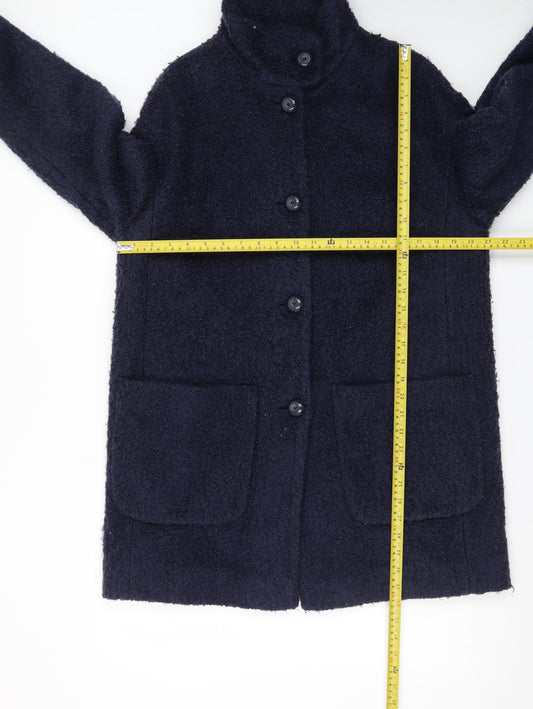 Marks and Spencer Womens Navy Blue Mid-Length Wool Blend Coat Size 14