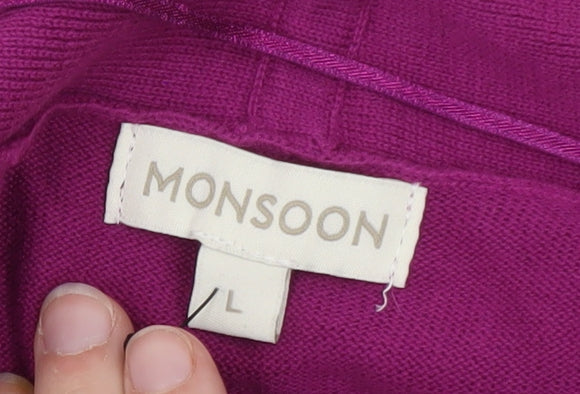 Monsoon Women’s Purple Cotton Shrug Cardigan L Lightweight Knit